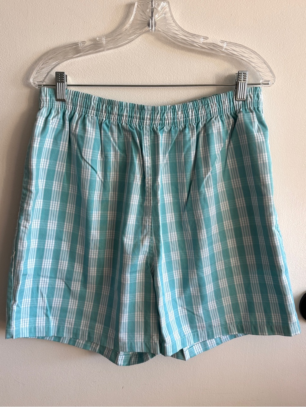 Palaka Hawaii 100% Cotton Elastic-Waist Women’s Bermuda Shorts in Light Aqua L